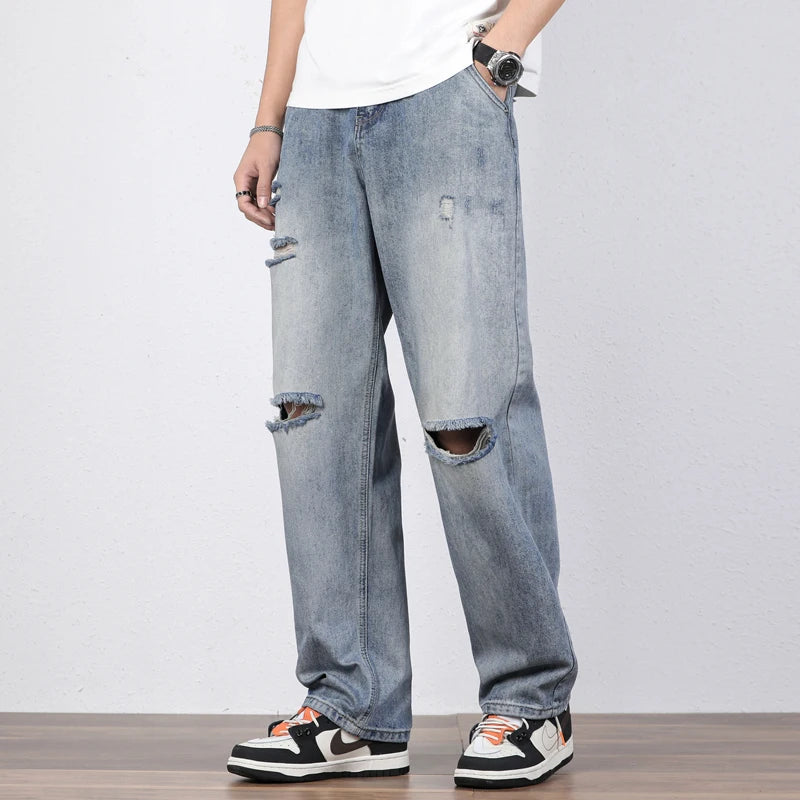 Baggy Jeans Men Light Blue Vintage