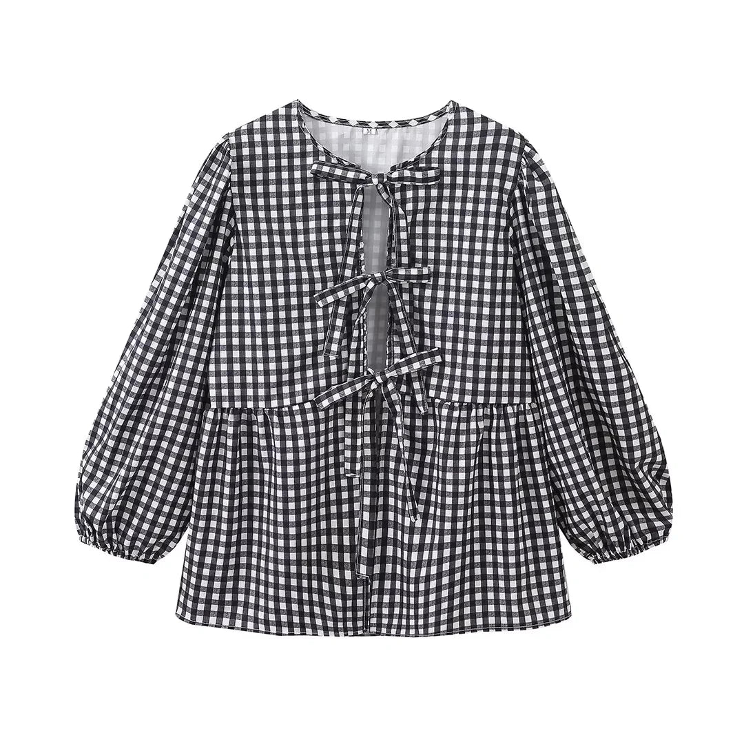 Stripe Bow Blouse: Fashion Puff Sleeve Shirt