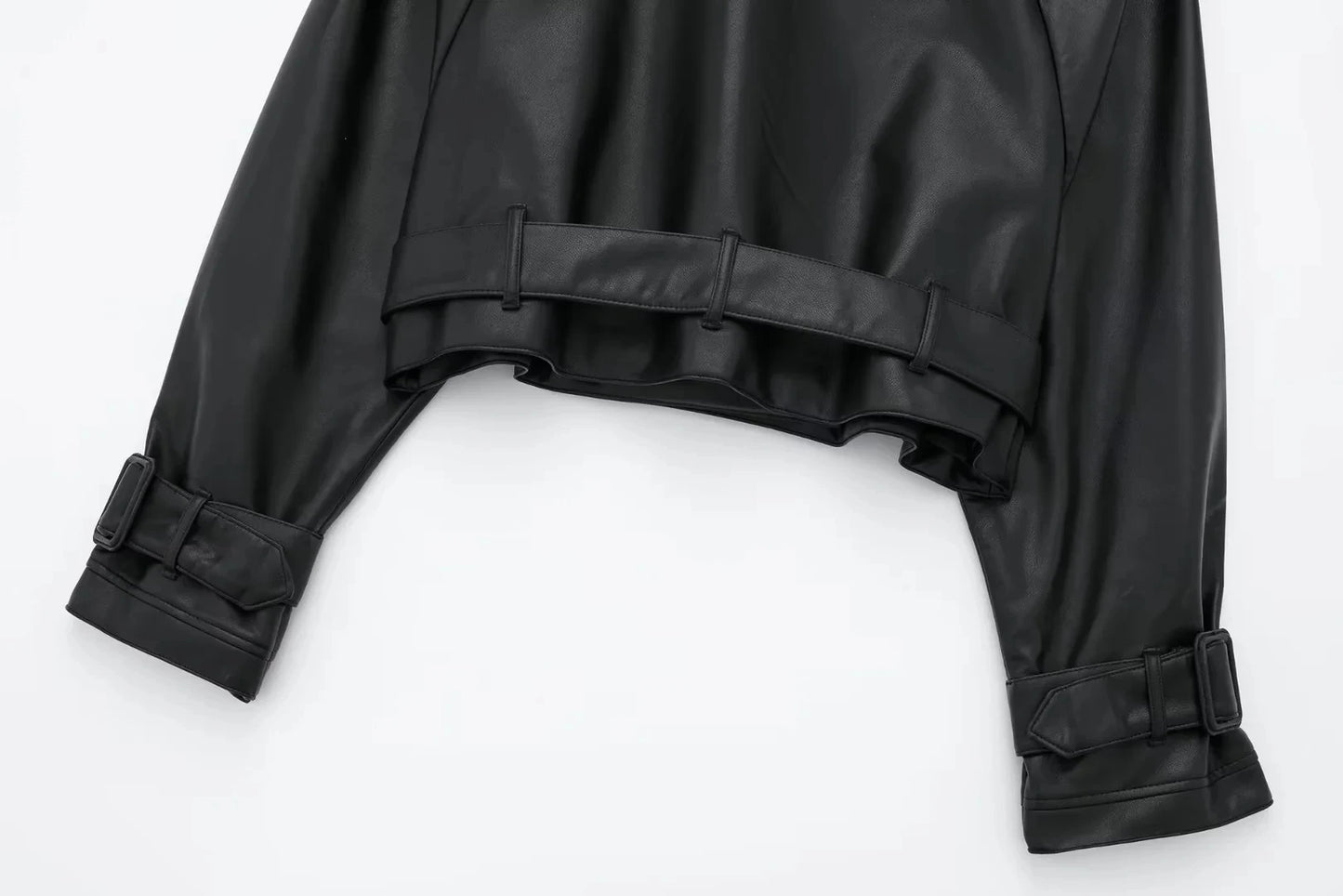 Faux Leather Cropped Jacket