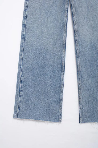 Zipper Wide Leg Jeans