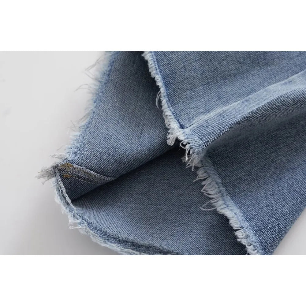 Frayed Hem Elegance Jeans