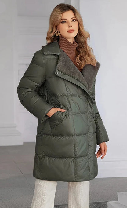 Elegant Women's Winter Down Jacket with Detachable Fur