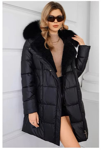 Elegant Women's Winter Down Jacket with Detachable Fur