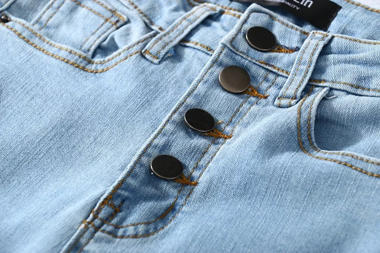 Four button high-rise jeans