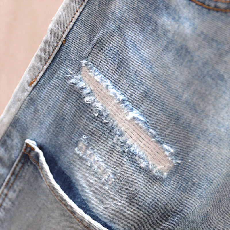 Jeans da uomo da strada personalità spezzata patchwork cuciture rotte 