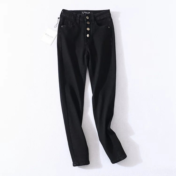 Four button high-rise jeans