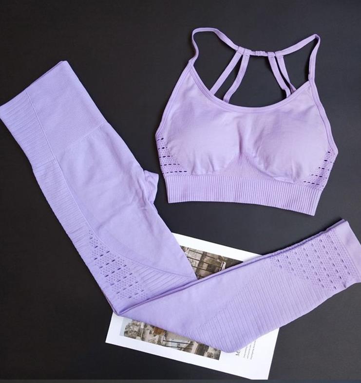 Leggings+Strappy Bra Pcs Yoga Set Women Gym