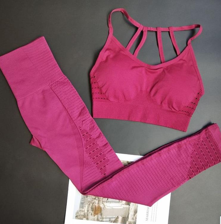 Leggings+Strappy Bra Pcs Yoga Set Women Gym