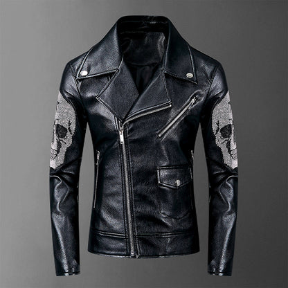 Cappotto in pelle con rivetti da moto punk rock autunno e inverno