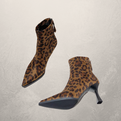 Elegant Leopard Print Ankle Boots