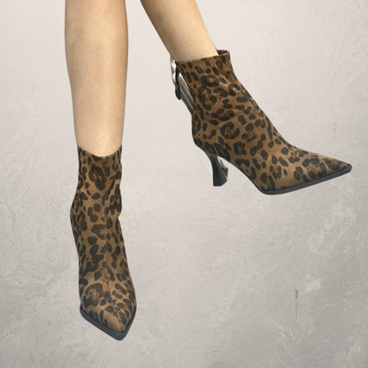 Elegant Leopard Print Ankle Boots