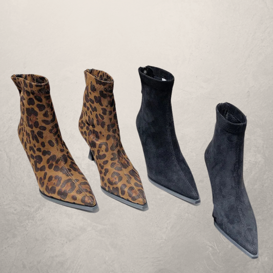 Elegant Leopard Print Ankle Boots