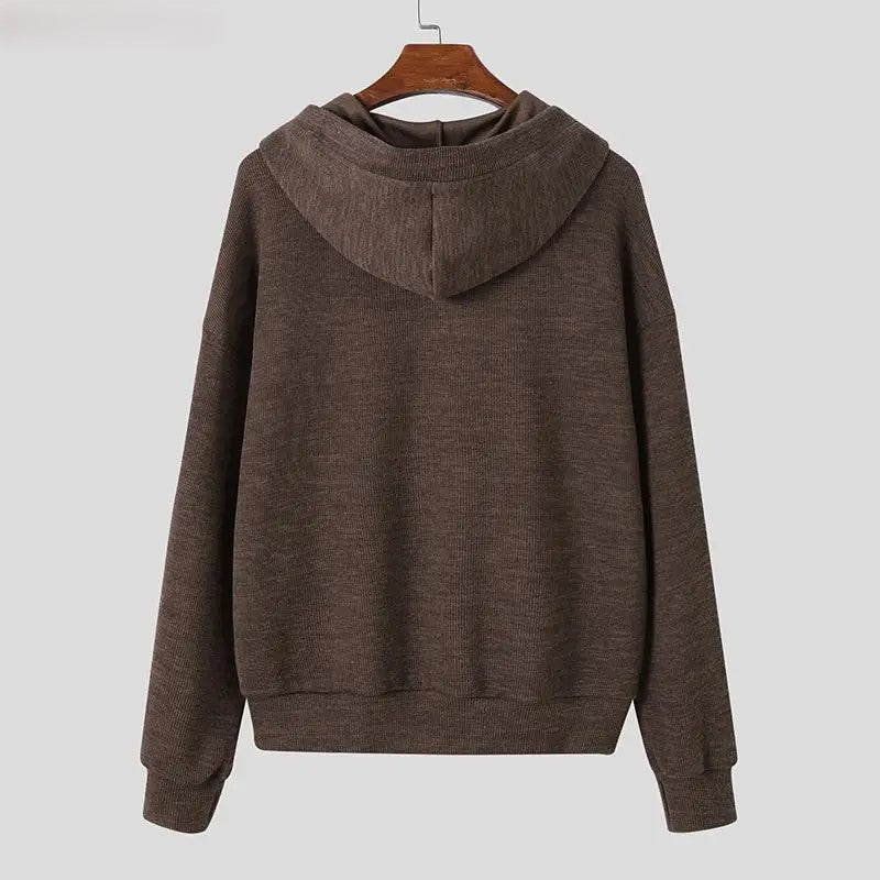 Tops Hooded Pit Knitted Sweater Casual Streetwear Male Double Head Zipper Long Sleeve Hoodie S-5XL